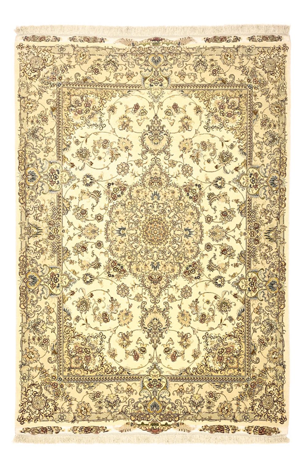 Persisk tæppe - Tabriz - Premium - Halskæde af silke - 206 x 145 cm - beige