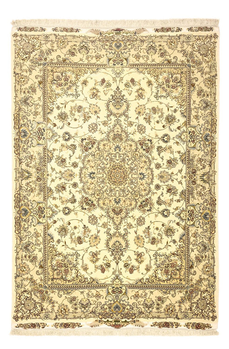 Persisk tæppe - Tabriz - Premium - Halskæde af silke - 206 x 145 cm - beige