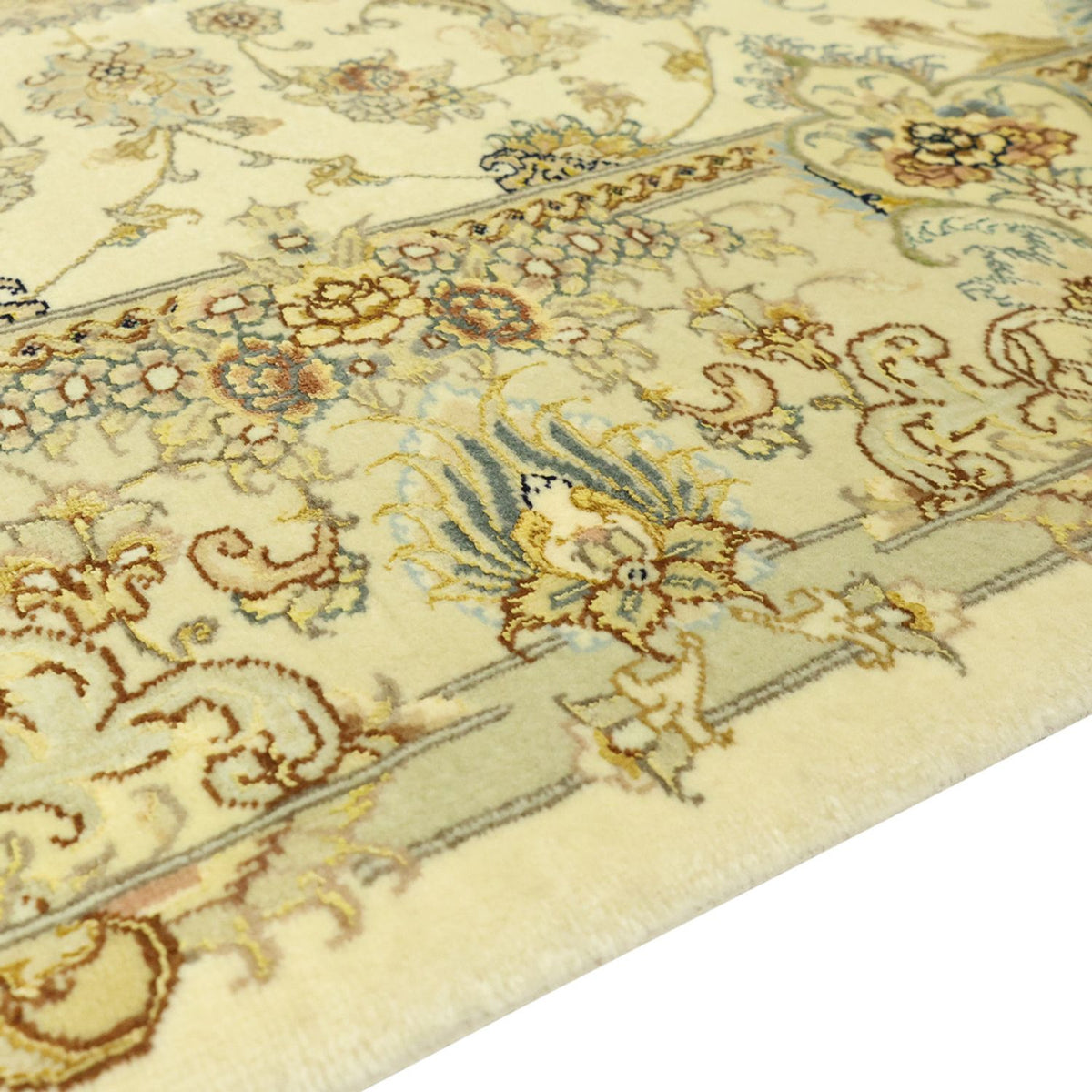 Persisk tæppe - Tabriz - Premium - Halskæde af silke - 206 x 145 cm - beige
