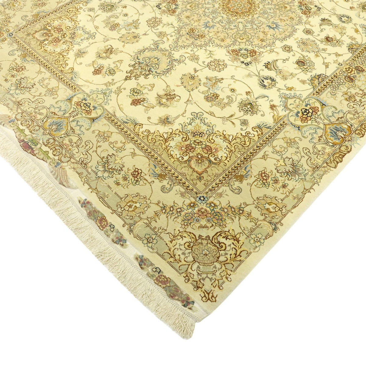Persisk tæppe - Tabriz - Premium - Halskæde af silke - 206 x 145 cm - beige