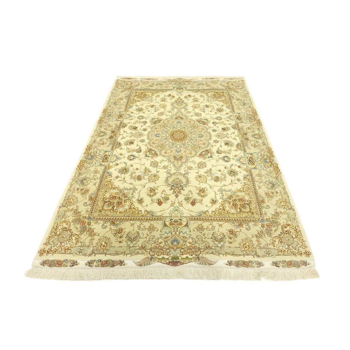 Persisk tæppe - Tabriz - Premium - Halskæde af silke - 206 x 145 cm - beige