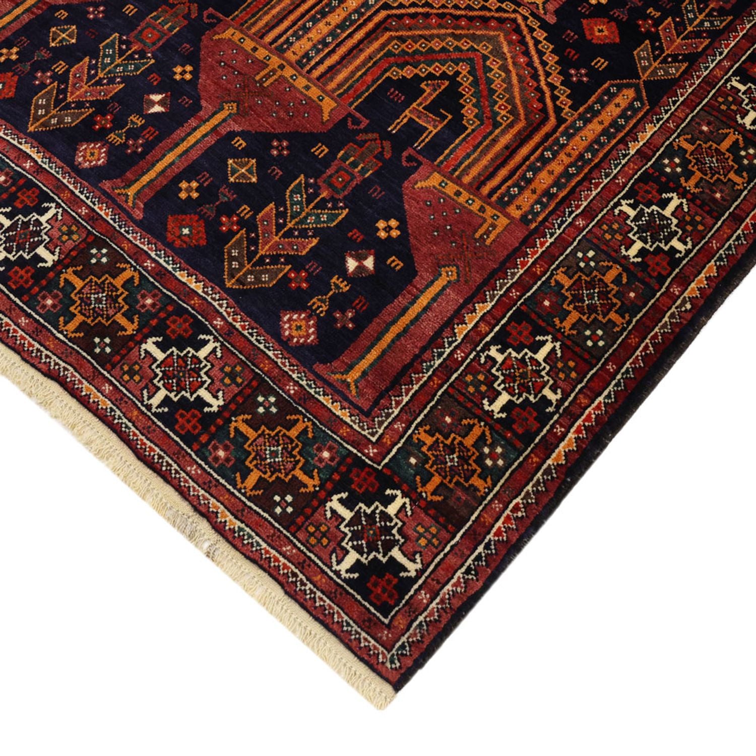 Løber Baluch-tæppe - 251 x 128 cm - mørkerød