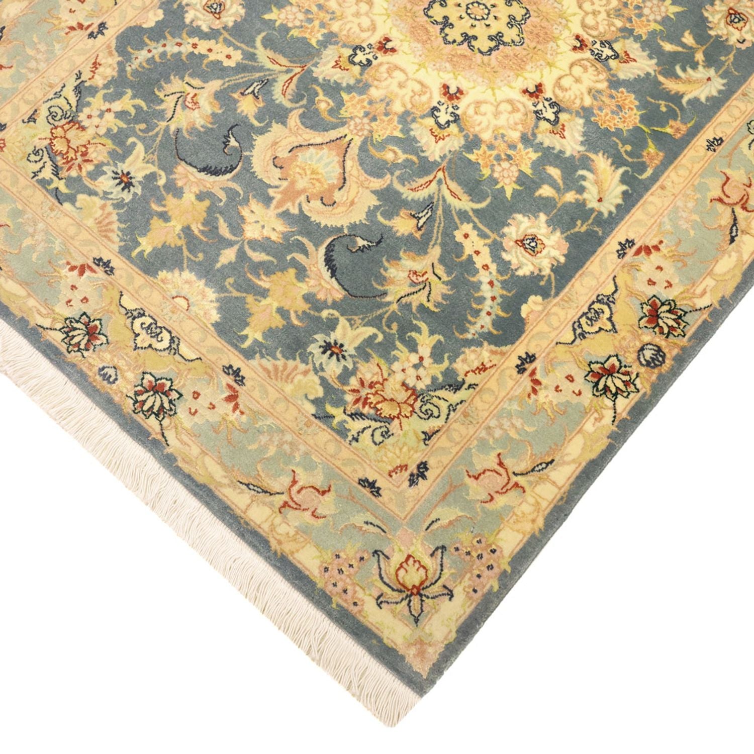 Persisk tæppe - Tabriz - Royal - 118 x 81 cm - lyseblå