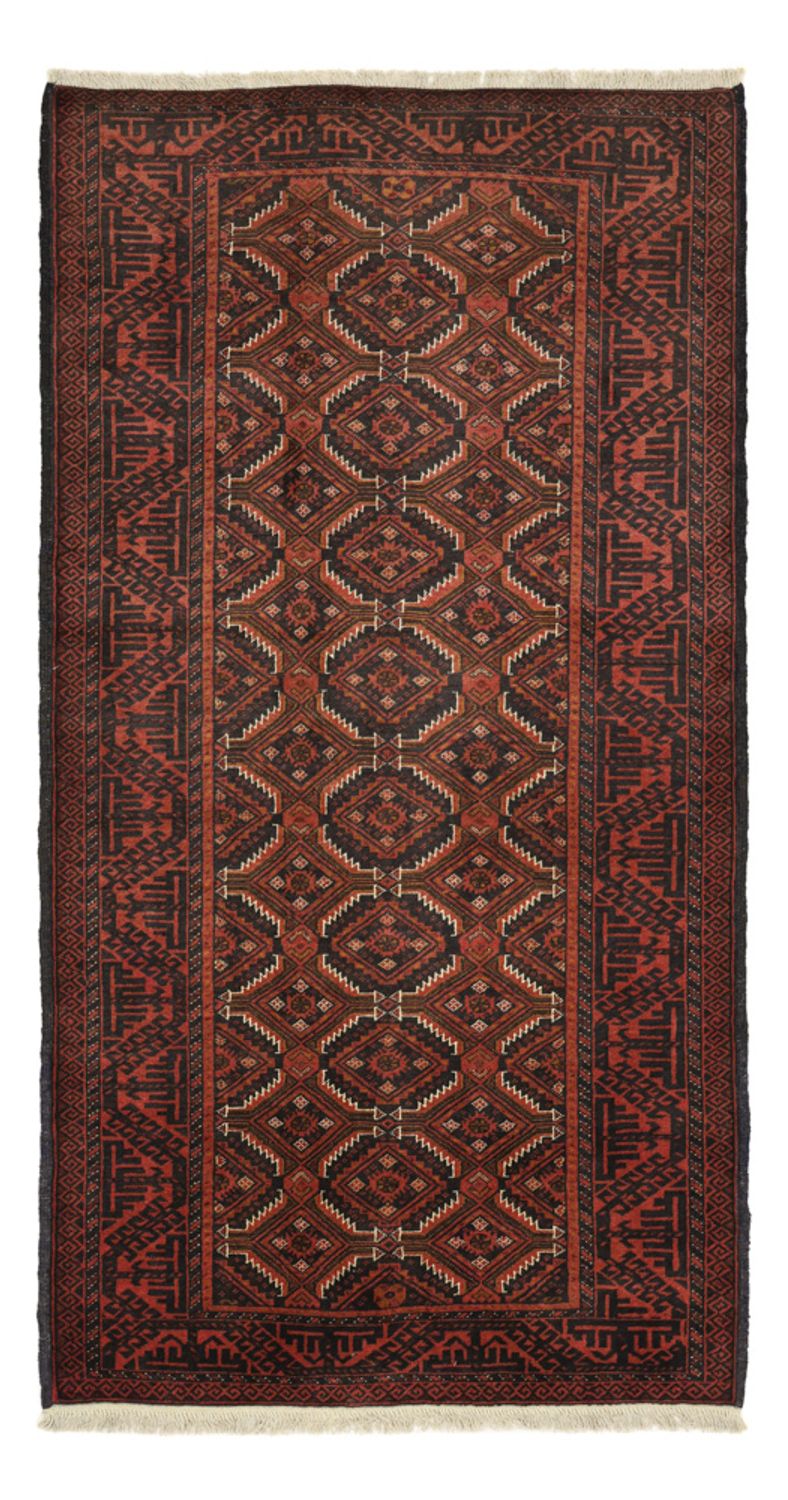 Løber Baluch-tæppe - 192 x 98 cm - mørkerød