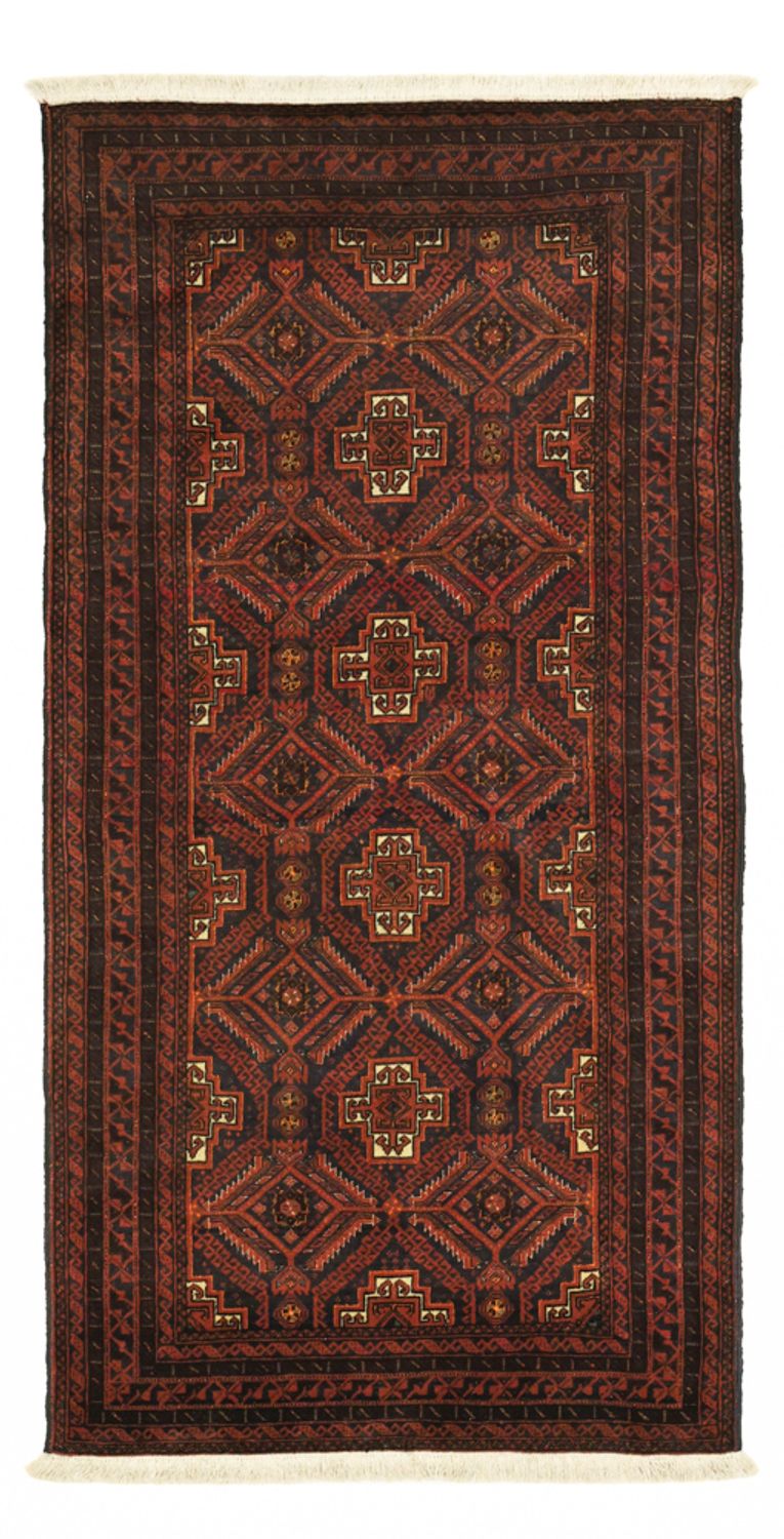 Løber Baluch-tæppe - 194 x 97 cm - mørkerød