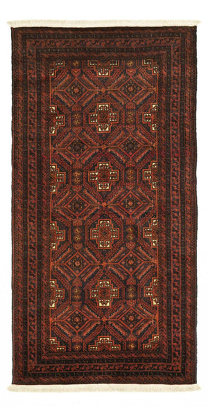 Løber Baluch-tæppe - 194 x 97 cm - mørkerød
