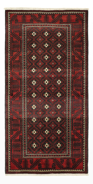 Løber Baluch-tæppe - 199 x 102 cm - mørkerød