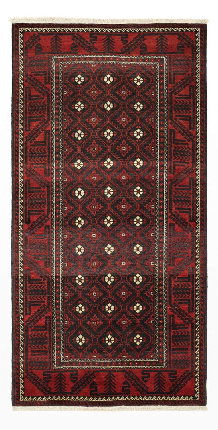 Løber Baluch-tæppe - 199 x 102 cm - mørkerød