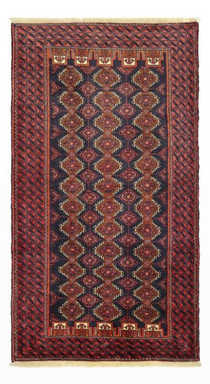 Løber Baluch-tæppe - 197 x 106 cm - mørkerød