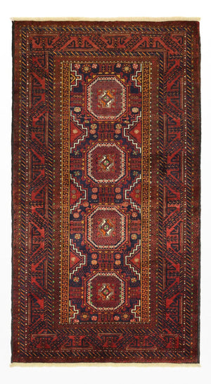 Løber Baluch-tæppe - 188 x 101 cm - mørkerød