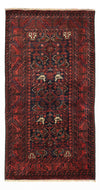 Baluch-tæppe 107x200cm - Orientalsk tæppe - Løber / Mørkerød / 107 x 200 cm Løber