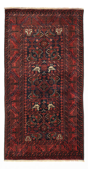 Løber Baluch-tæppe - 200 x 107 cm - mørkerød