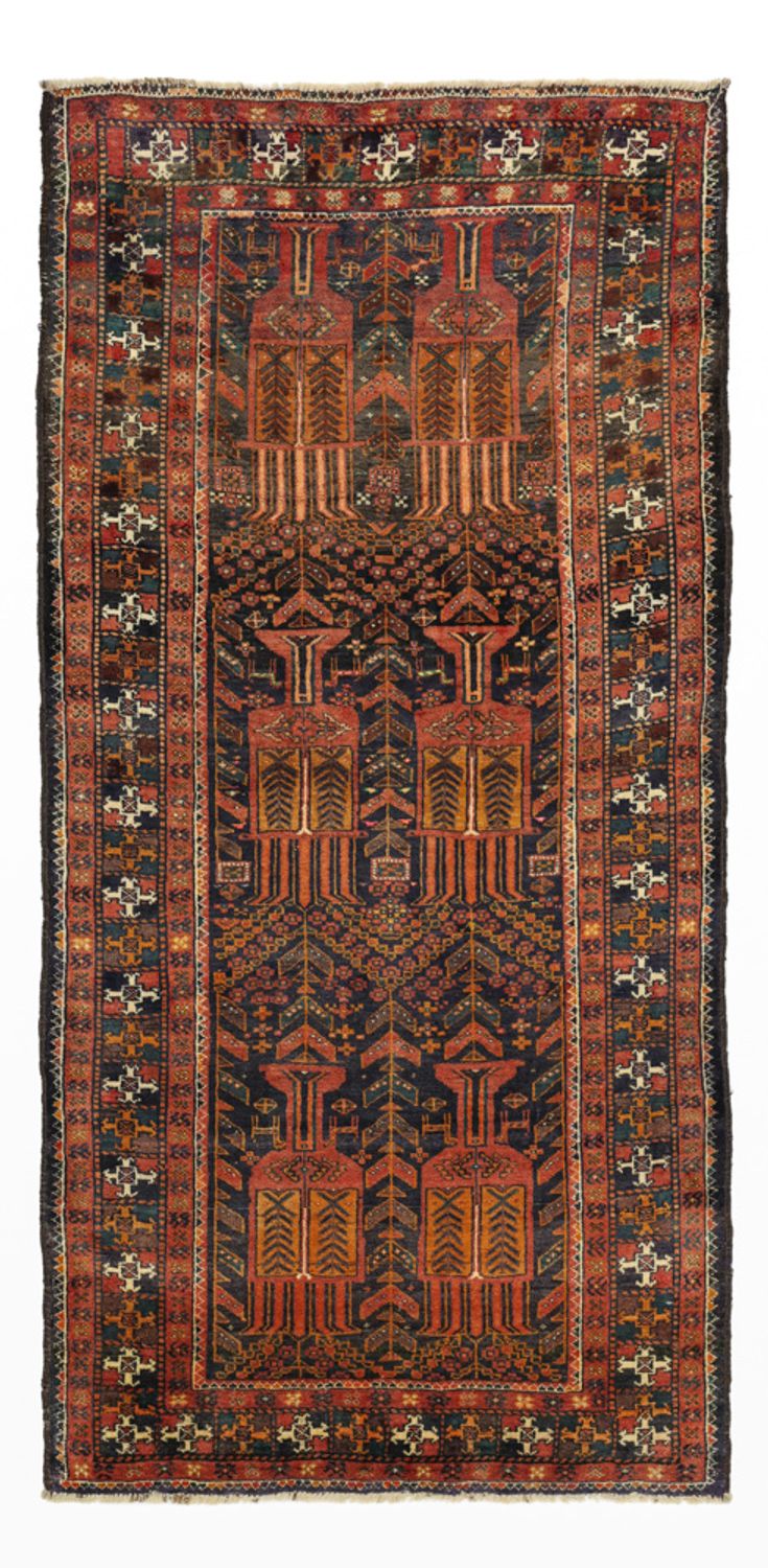 Løber Baluch-tæppe - 212 x 106 cm - mørkerød