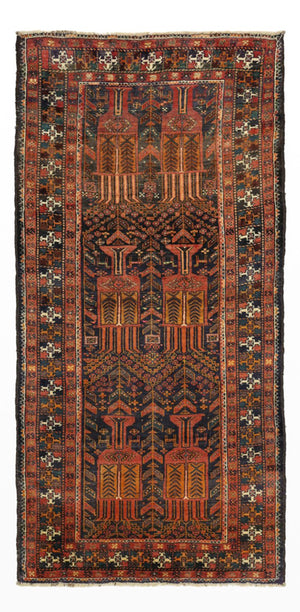 Løber Baluch-tæppe - 212 x 106 cm - mørkerød