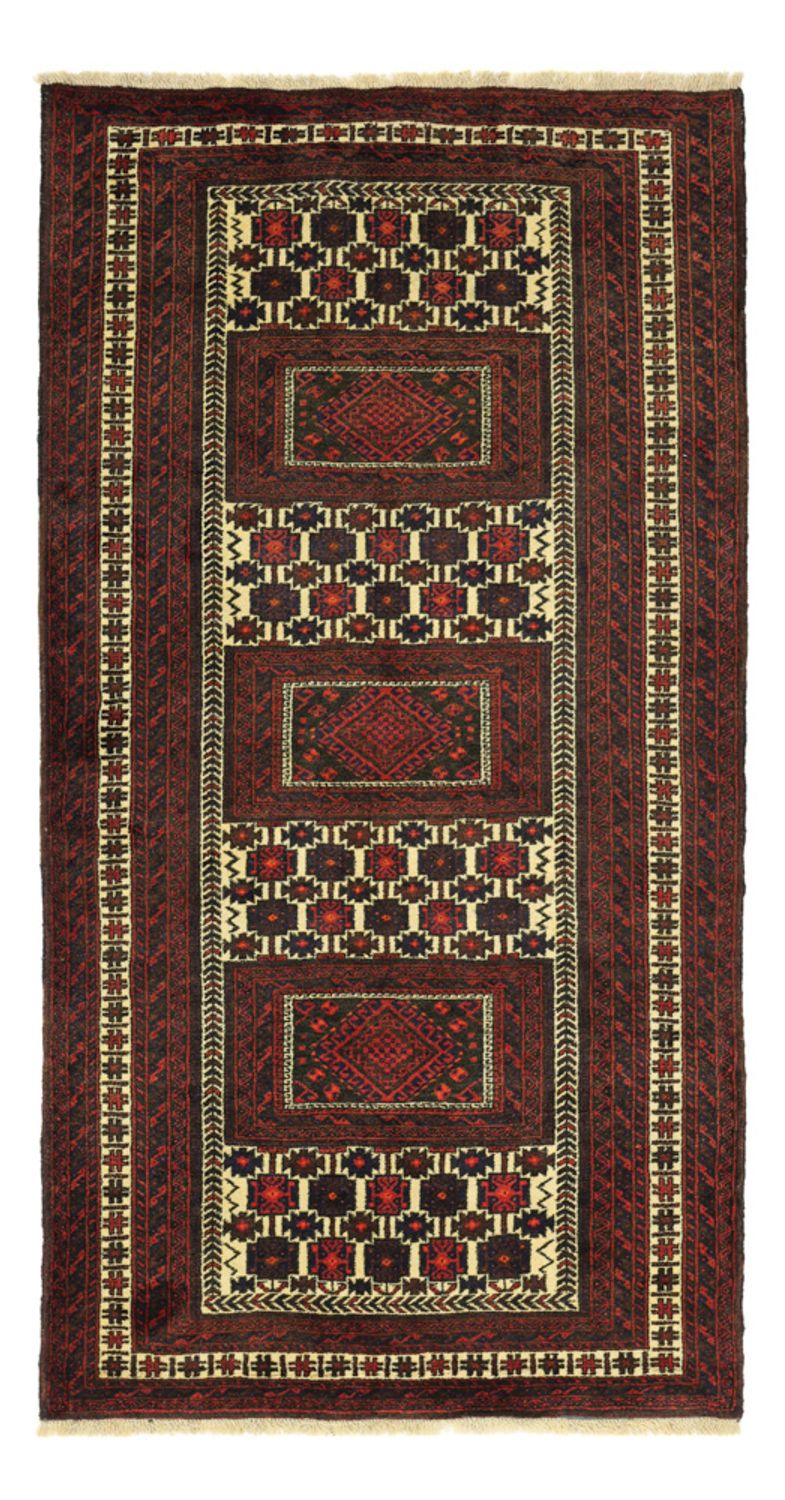 Løber Baluch-tæppe - 194 x 102 cm - mørkerød