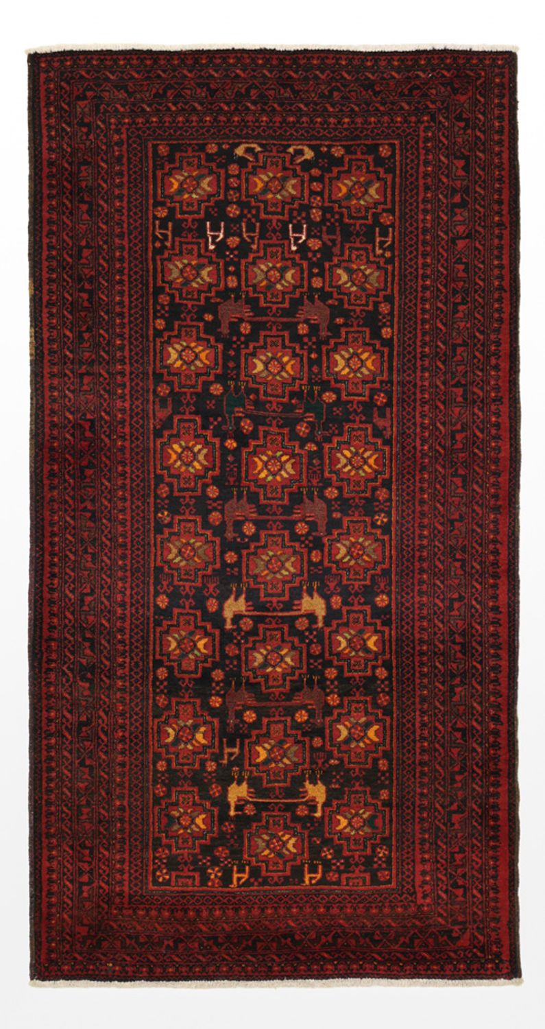 Løber Baluch-tæppe - 192 x 100 cm - mørkerød
