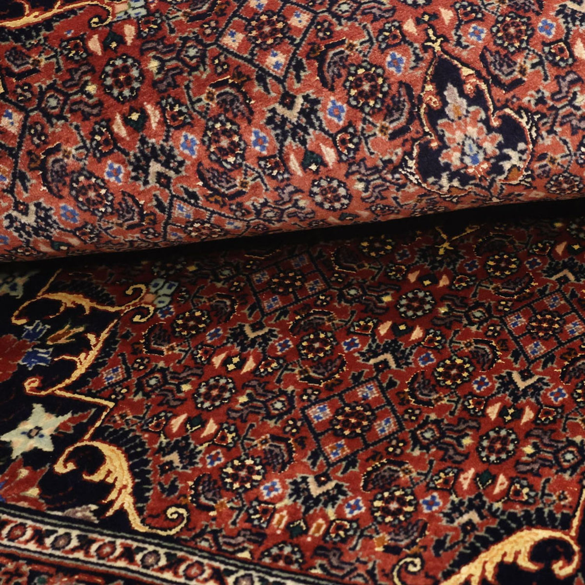 Persisk tæppe - Bijar - 147 x 90 cm - mørkerød