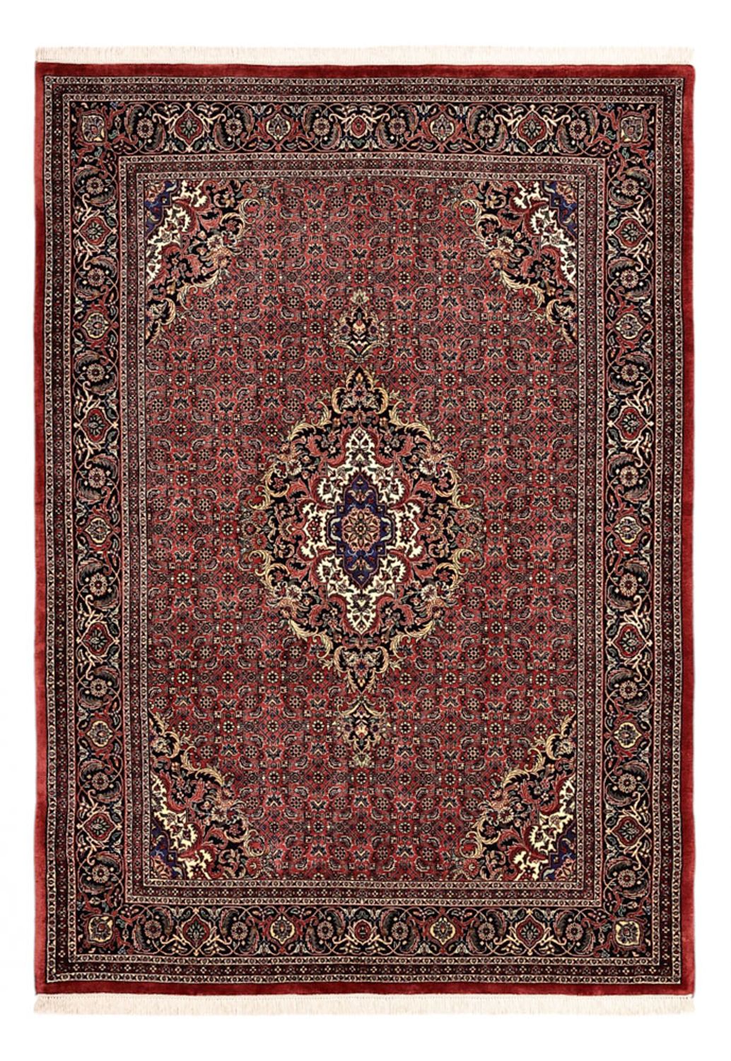 Persisk tæppe - Bijar - Royal - 204 x 145 cm - mørkerød