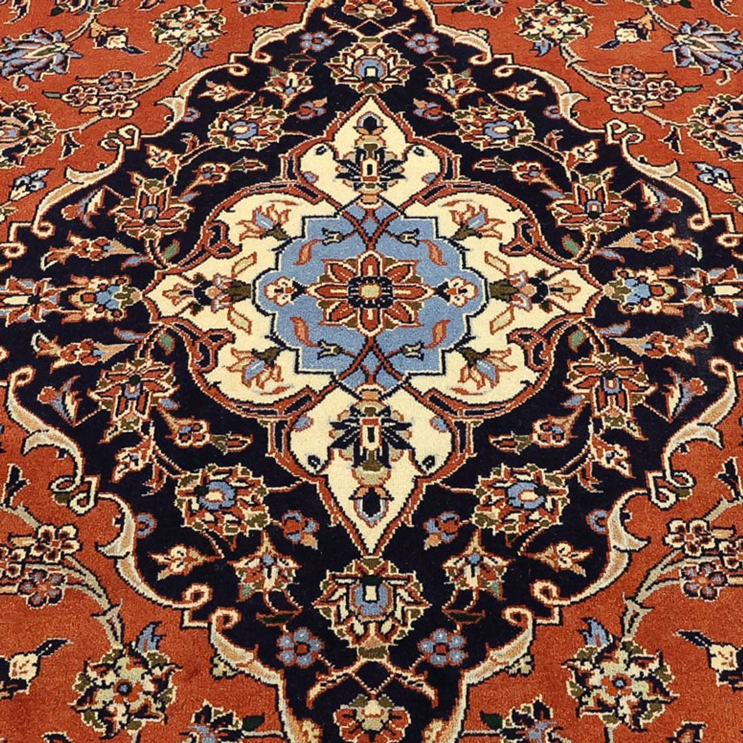 Persisk tæppe - Keshan - 343 x 247 cm - lysrød