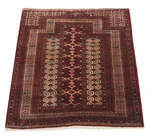 Afghansk tæppe - Bukhara - 120 x 90 cm - mørkerød