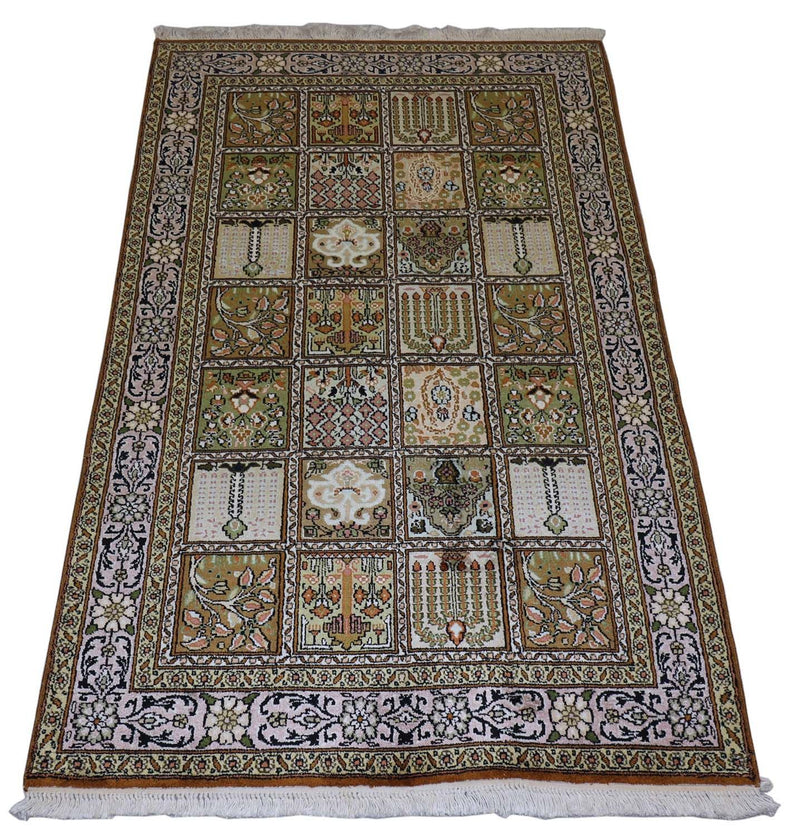 Silketæppe - Kashmir Silk - 152 x 90 cm - brun