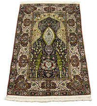 Silketæppe - Kashmir Silk - 152 x 98 cm - sort
