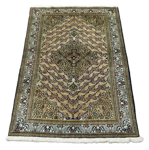 Silketæppe - Ghom Silk - Premium - 163 x 109 cm - mørkeblå