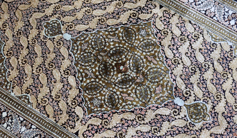 Silketæppe - Ghom Silk - Premium - 163 x 109 cm - mørkeblå