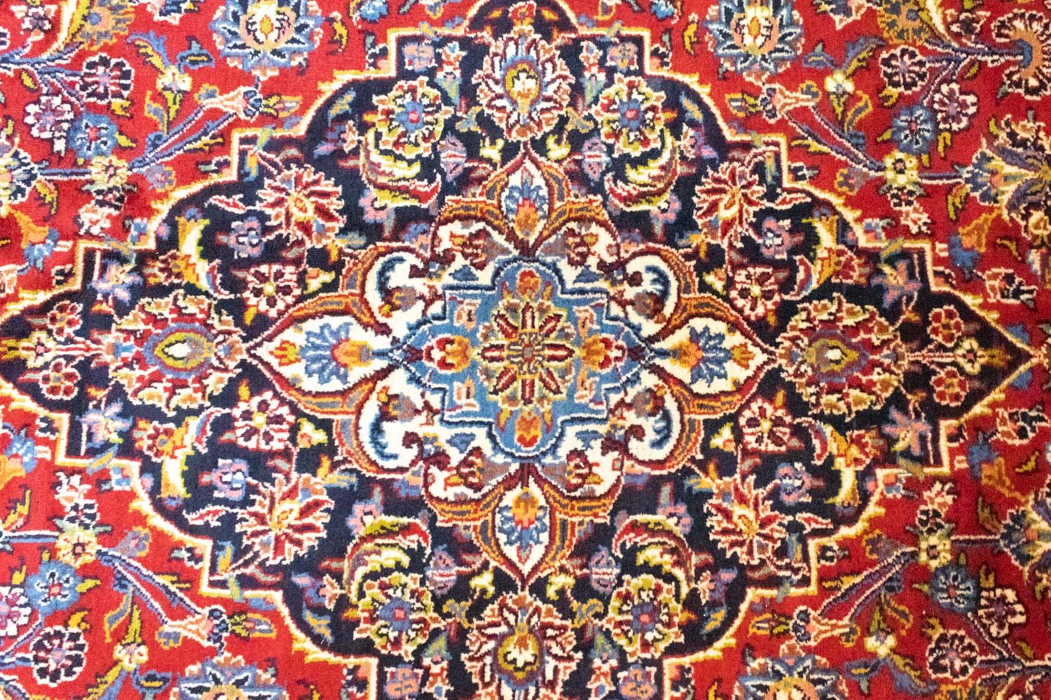 Persisk tæppe - Keshan - 384 x 303 cm - blå