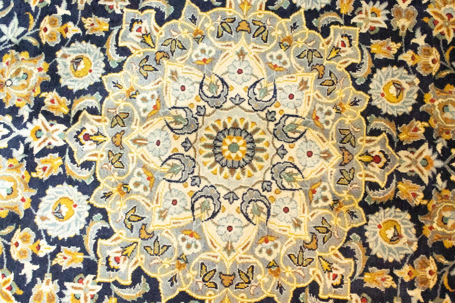 Persisk tæppe - Keshan - 412 x 307 cm - blå