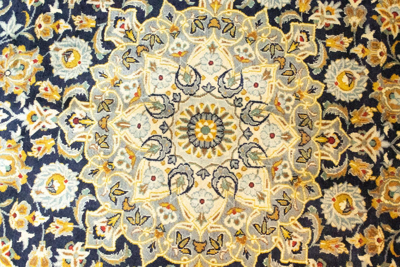 Persisk tæppe - Keshan - 412 x 307 cm - blå