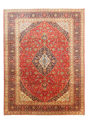 Persisk tæppe - Keshan - 398 x 298 cm - rød