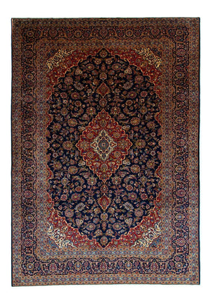 Persisk tæppe - Keshan - 419 x 298 cm - blå