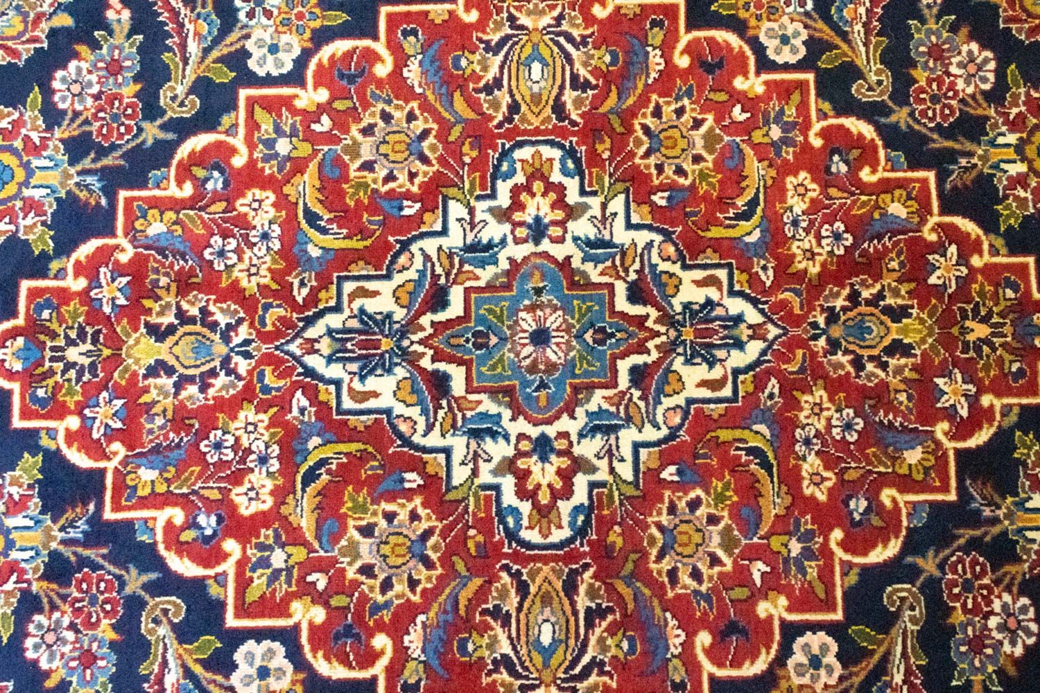 Persisk tæppe - Keshan - 419 x 298 cm - blå