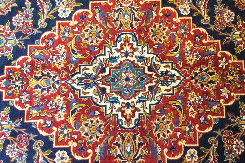Persisk tæppe - Keshan - 419 x 298 cm - blå
