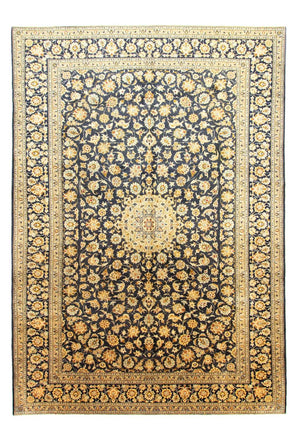 Persisk tæppe - Keshan - 423 x 298 cm - blå