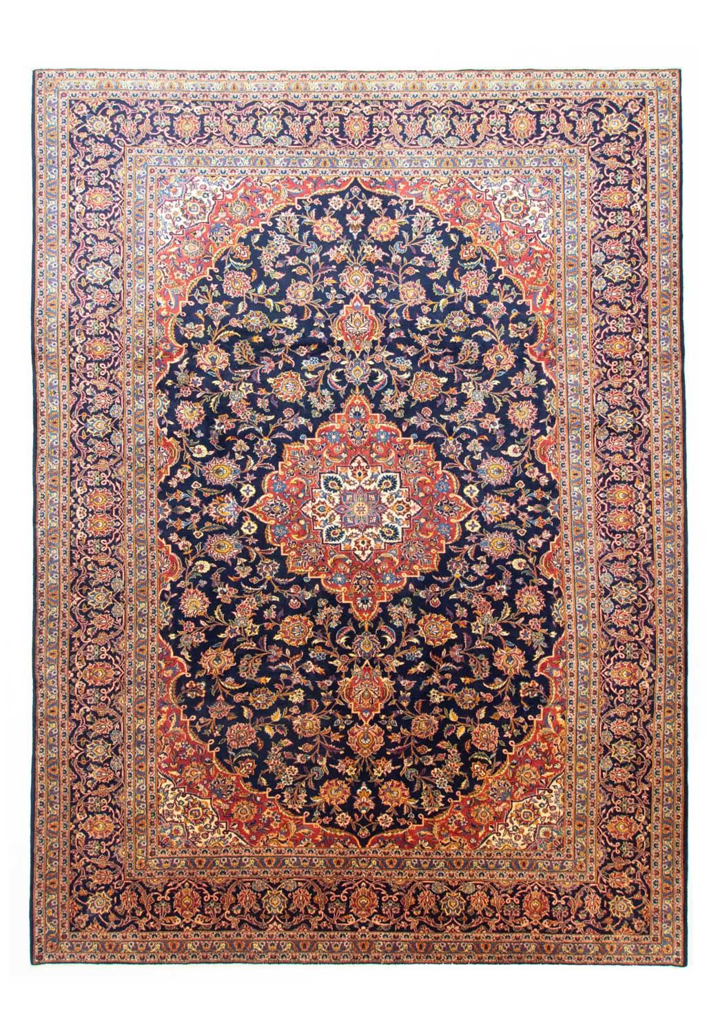 Persisk tæppe - Keshan - 396 x 287 cm - blå