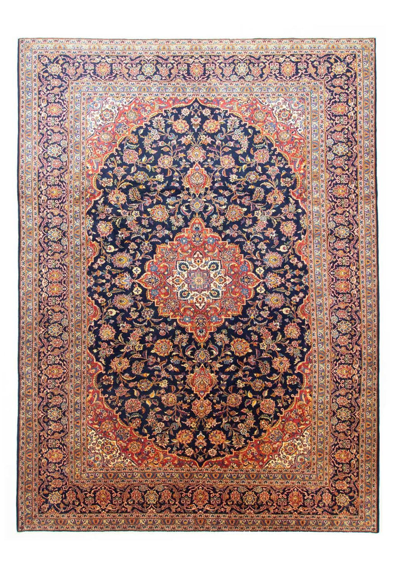 Persisk tæppe - Keshan - 396 x 287 cm - blå