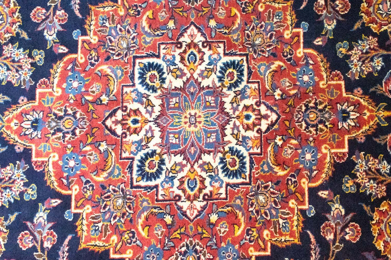 Persisk tæppe - Keshan - 396 x 287 cm - blå
