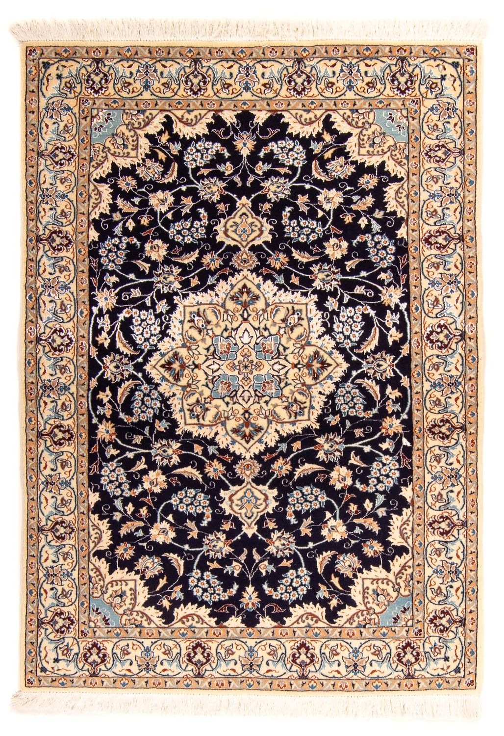 Persisk tæppe - Nain - Premium - 142 x 97 cm - mørkeblå