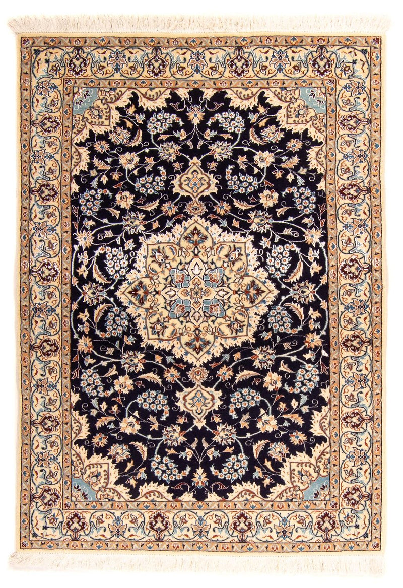 Persisk tæppe - Nain - Premium - 142 x 97 cm - mørkeblå