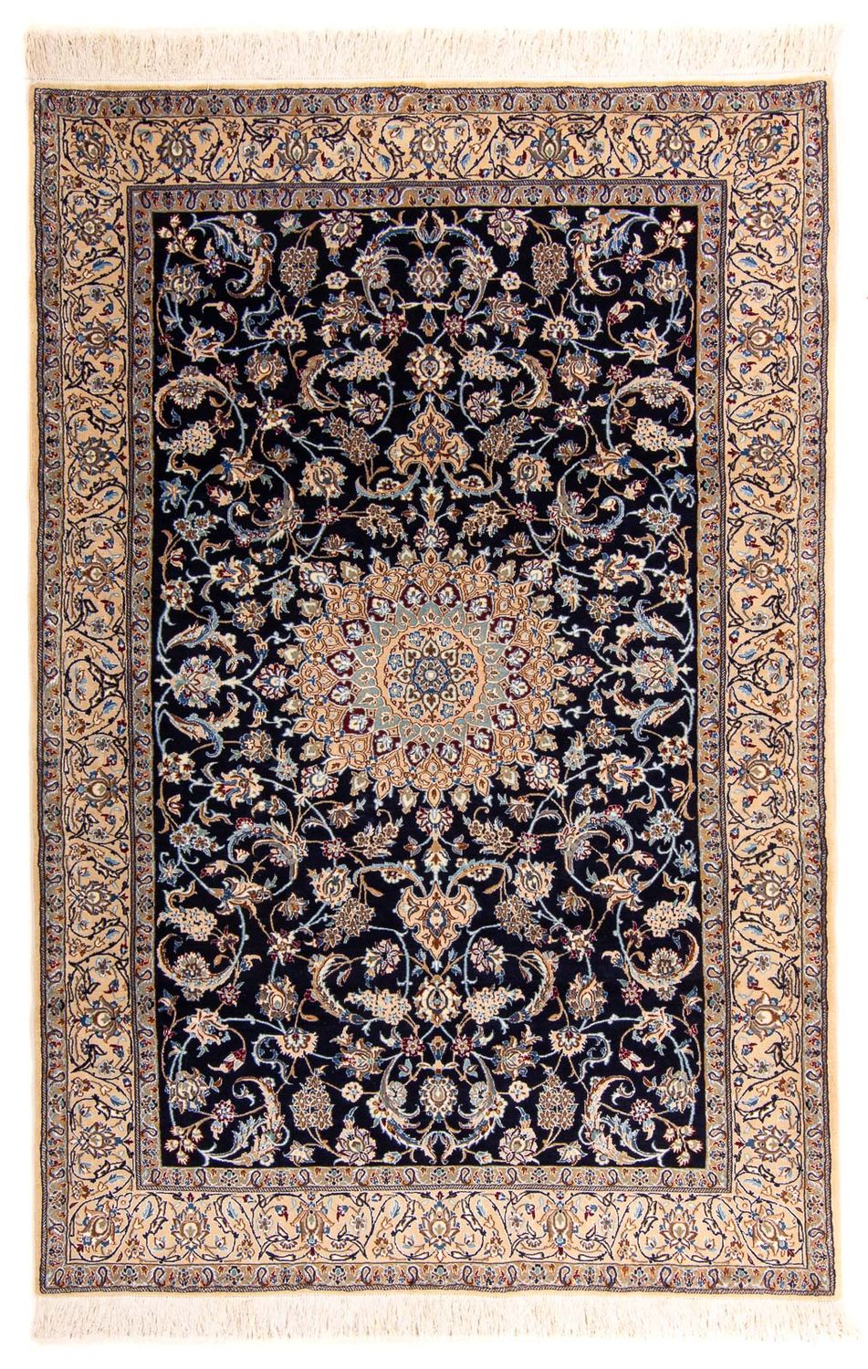 Persisk tæppe - Nain - Premium - 205 x 128 cm - mørkeblå