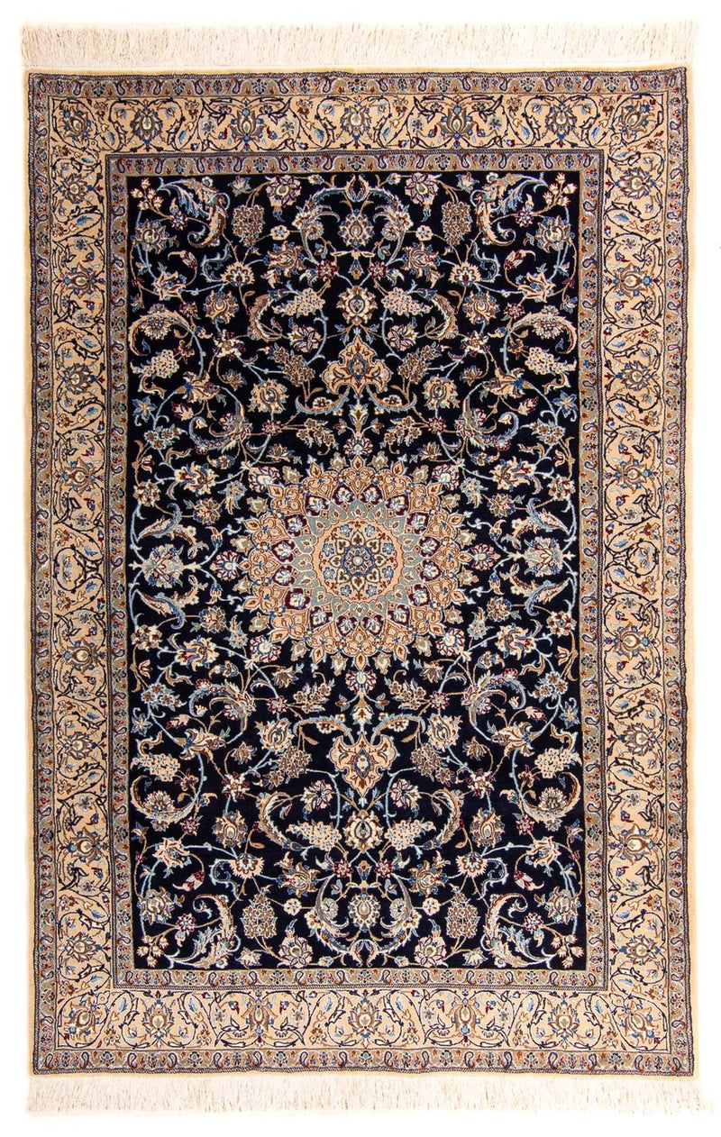 Persisk tæppe - Nain - Premium - 205 x 128 cm - mørkeblå