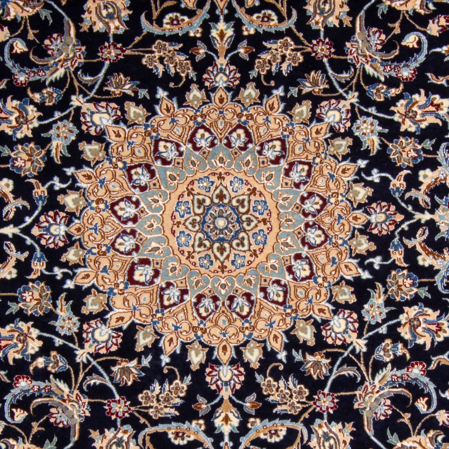 Persisk tæppe - Nain - Premium - 205 x 128 cm - mørkeblå