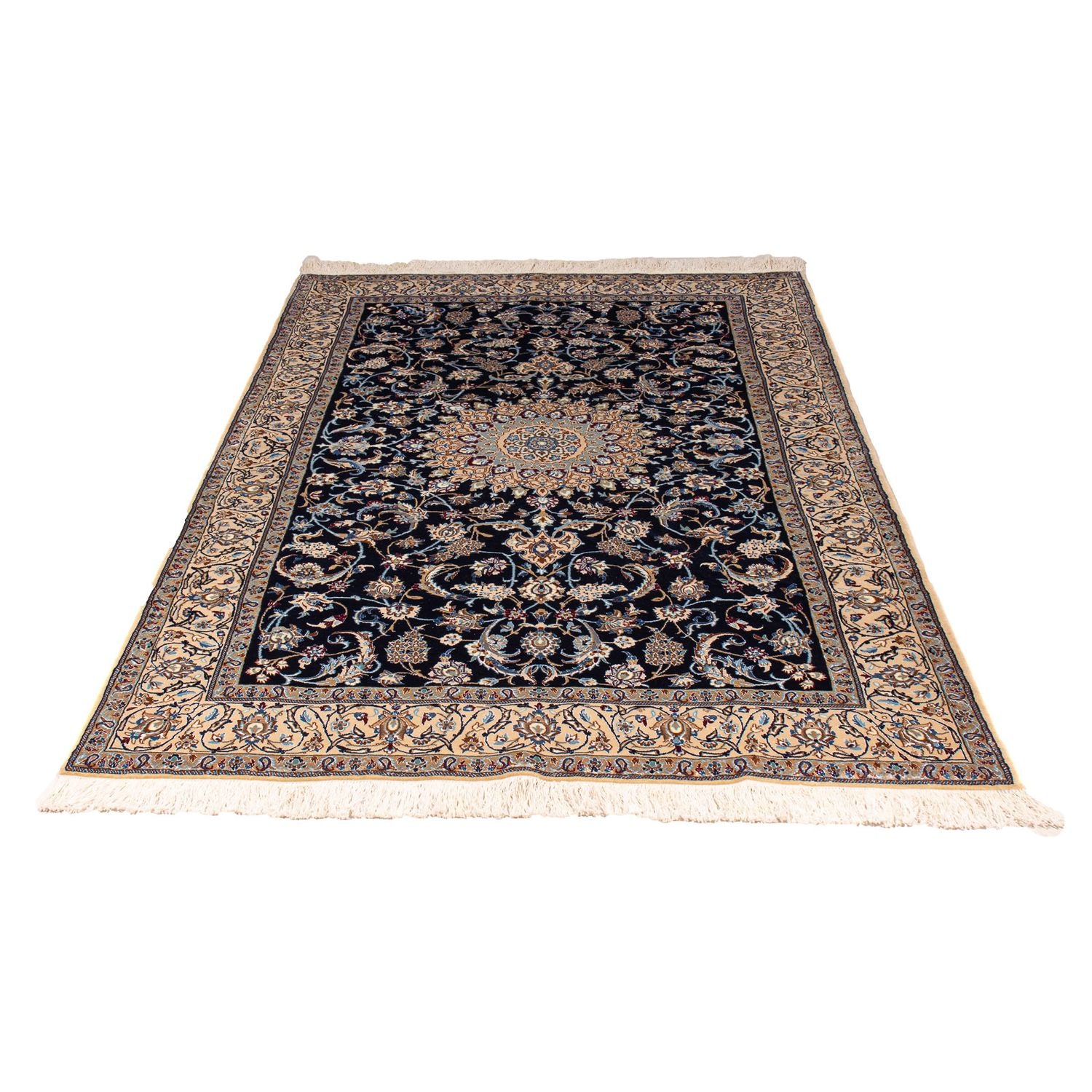 Persisk tæppe - Nain - Premium - 205 x 128 cm - mørkeblå