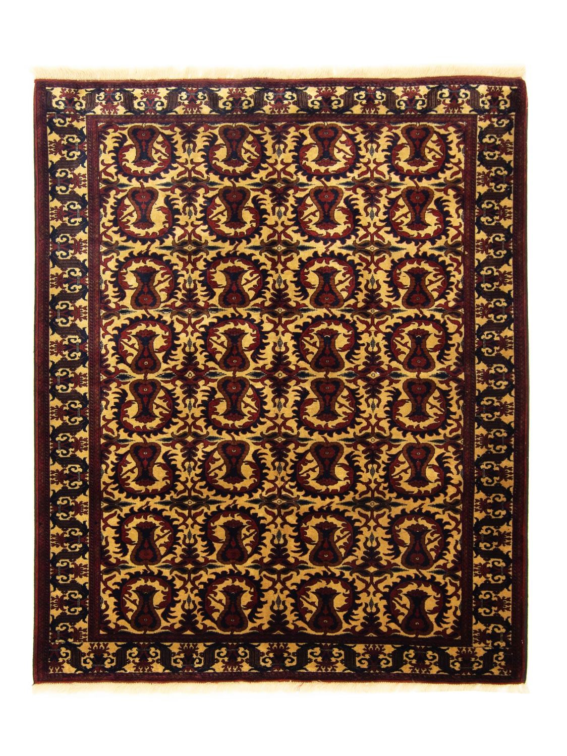 Afghansk tæppe - 198 x 150 cm - mørkerød