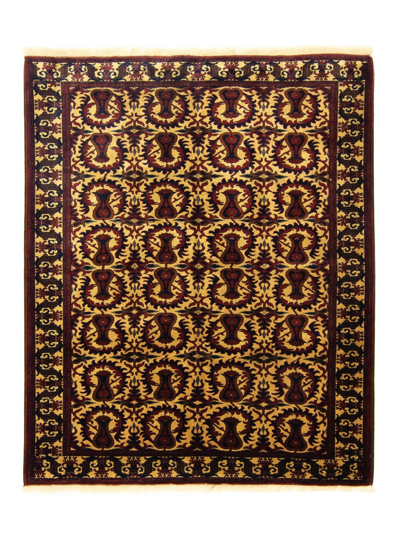 Afghansk tæppe - 198 x 150 cm - mørkerød