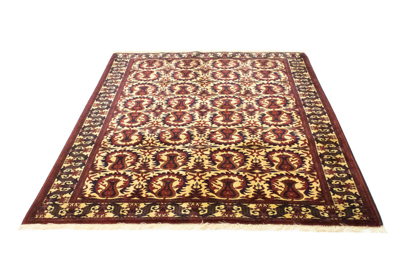 Afghansk tæppe - 198 x 150 cm - mørkerød