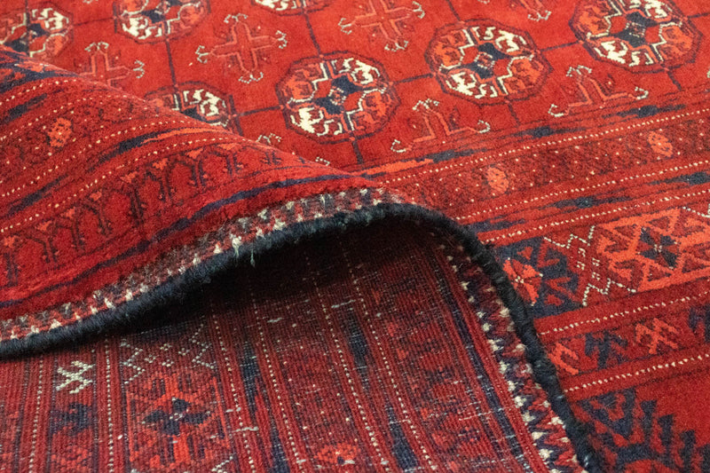 Afghansk tæppe - Bukhara - 342 x 243 cm - mørkerød
