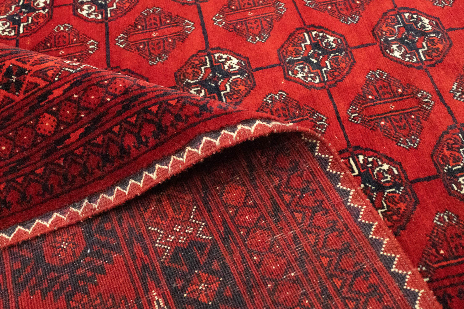 Afghansk tæppe - Bukhara - 298 x 200 cm - mørkerød